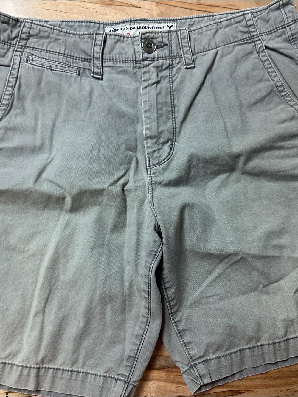 American Eagle Outfitters Men’s Gray Cotton Shorts Olive Green size 34 #preppy